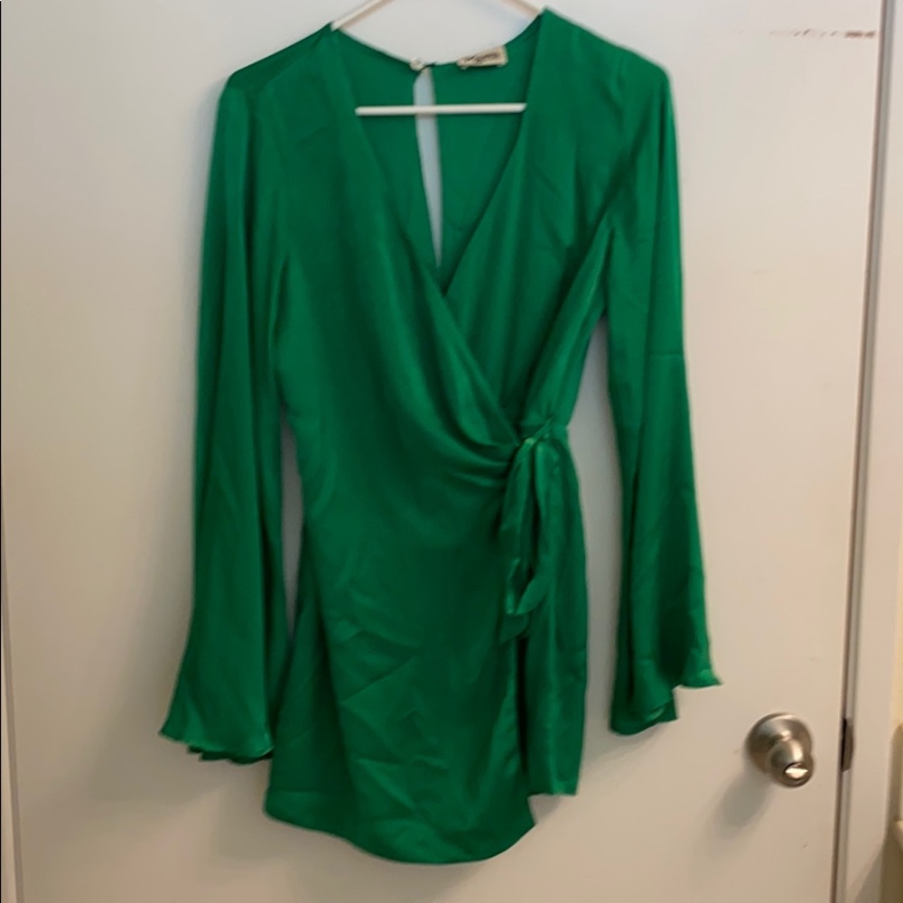 Green wrap around romper xs